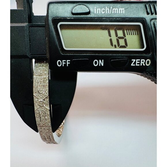 Estate Sterling Silver 925 Designer Diamond Filigree Hinged Cuff Bracelet 6” - Picture 7 of 10